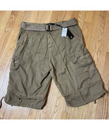 PJ Mark Shorts NEW Men 38 Tan Brown Belted Cargo Chino Khaki Baggy Outdo... - $22.49