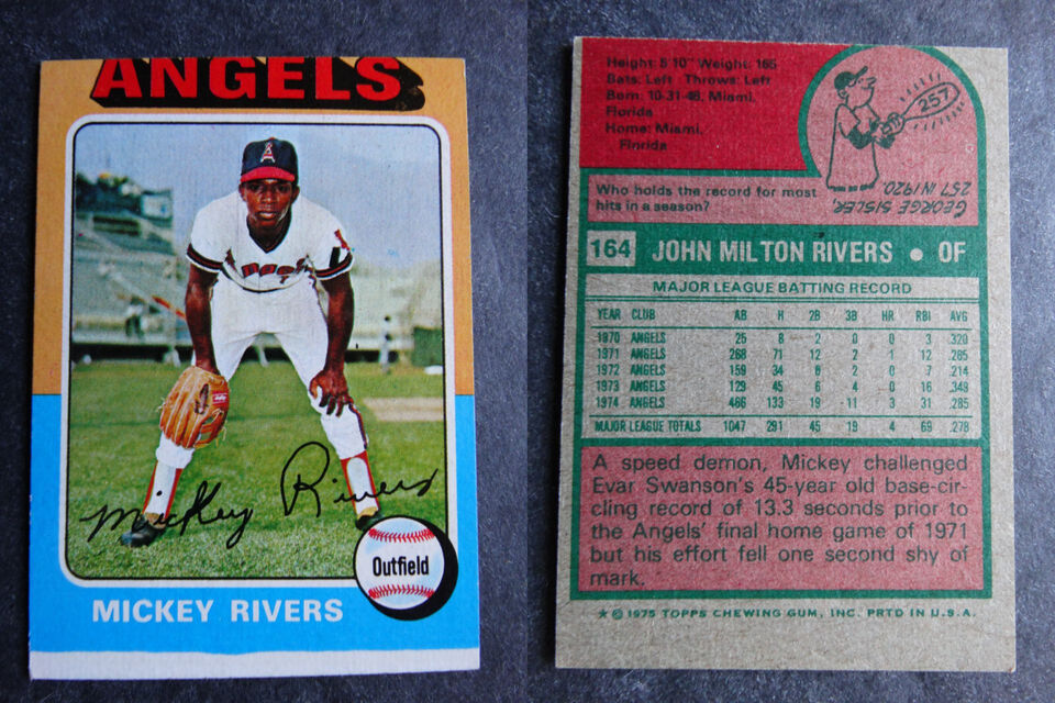 Primary image for 1975 Topps Mini #164 Mickey Rivers Angels Miscut Error Oddball Baseball Card