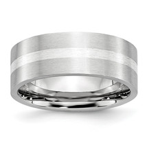 Cobalt Silver Inlay Satin 8mm Flat Band CC49 - $864.04 MXN