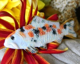Koi Carp Goldfish Brooch Pin Ceramic Porcelain Enamel Handmade Figural - £19.71 GBP