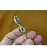 (U480) Green pink oval flower CLOISONNE beads hatpin Pin love hat pins J... - €12,83 EUR