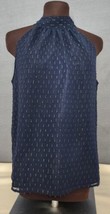 J.Crew Sz 4 Sleeveless Blouse Navy Gold Sheer Lined Halter Neck Tank Top... - $14.95