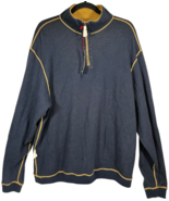 Cremieux Reversible Blue &amp; Beige Cotton Quarter Zip Pullover Men&#39;s XL - $22.40
