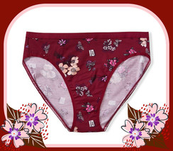 M L XL KIR Wine Floral Stretch Cotton Victorias Secret HighLeg Waist Brief Panty - £8.78 GBP