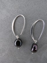 Bold Sterling Silver Earrings Marked 925 Black Beads Dangles Modernistic 5.39g - £23.18 GBP