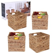 Foldable Handwoven Water Hyacinth Storage Baskets Wicker Cube Baskets Rectangula - £79.69 GBP