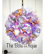 Handmade Easter Bunny GnomeKisses Prelit Ribbon Wreath 22 in LED W13 - £64.48 GBP