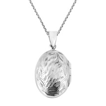 Handcrafted Textured Oval Locket Pendant Sterling Silver .925 Cable Necklace - £24.28 GBP
