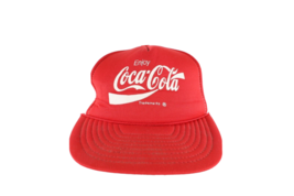 Vintage 80s Coca Cola Spell Out Script Roped Trucker Hat Cap Snapback Red White - £25.84 GBP