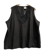 Bedford Fair Womens Blouse Black Sleeveless V Neck Lace Keyhole Plus 2X New - £11.69 GBP