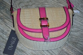 IZZY AND ALI STYLISH AND CHIC STRAW CROSSBODY PINK PURSE NWT - £27.96 GBP
