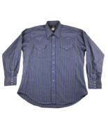 Vintage Ruddock Flying R Ranchwear Shirt Mens 17/36 Blue Gray Striped Pe... - £23.64 GBP
