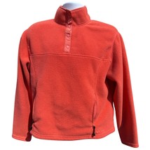LL Bean Sweater Womens SZ XL Orange Polartec 1/4 Snap Pullover Camping O... - $27.54