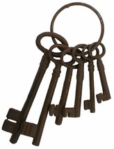 Skeleton Keys Home Decor Jailer Keys Antiqued Steampunk Keys Set On Ring 10&quot; - £14.38 GBP