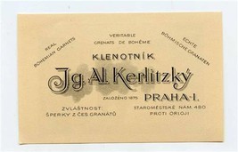 Jeweler Ig Al Keplitzky Business Card Real Bohemian Garnets Prague 1920&#39;s - £29.48 GBP