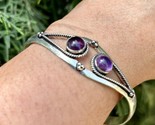 925 Sterling Silver Plated Natural Amethyst Cuff Bangle, Bracelet Jewelry 2 - $18.61