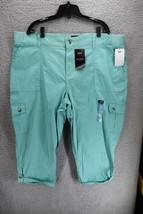 Lee Pants Womens 22W Green Flex To Go Capris Cargo Roll Tab Cuff Stretch... - $29.70