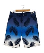 Roundtree Yorke Board Shorts Mens Medium Blue Palm Leaf Swim Trunks Vaca... - $36.10 CAD