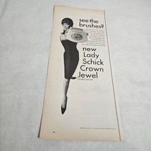 Lady Schick Crown Jewel Ladies Shaver Brushed Lady in Dress Vtg Print Ad 1965 - £8.57 GBP