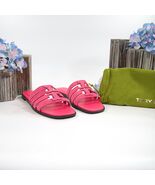 Tory Burch Ines Fuschia Pink Suede Leather Cage Slide Sandals Size 6 NIB... - $172.76
