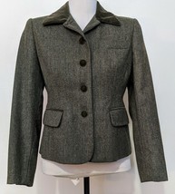 Andrea Viccaro Womens Green Wool Lined Blazer Jacket  Velour Collar Butt... - £15.48 GBP