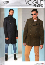 Vogue V1853 Mens 40 to 46  Lined Double Breasted Coat Uncut Sewing Pattern - £18.17 GBP