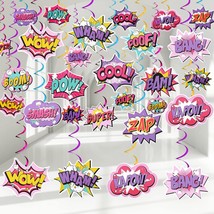 48 Pcs Funny Girl Themed Party Decorations Pink Hero Foil Ceiling Hanging Swirls - £16.41 GBP