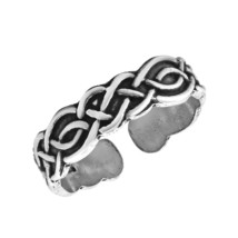 Eternal Celtic Knot Design Sterling Silver Adjustable Toe or Pinky Ring - £10.71 GBP