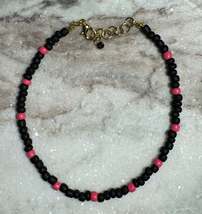 Black and Pink Beaded Anklet - $5.99