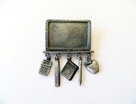 Danecraft Silver - Plated Math Teacher Chalkboard Pin Brooch - £7.87 GBP