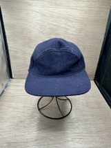 Vintage Pendleton Blue Wool 5 Panel Ear Flaps Hat Size L Made In USA - $34.65