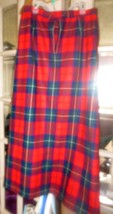 Pendleton Red Tartan Plaid Long Skirt Virgin Wool, Made in USA Size 8 - £36.51 GBP