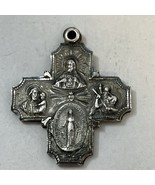 Antique Sterling Silver 4 Way Cross Medal St Christopher St Joseph Pray ... - $44.61 CAD