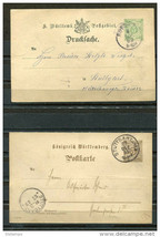 Germany Wuettemerg 1882 1898  (2) Postal Stationary Cards 3 pf (green  brown) - £4.74 GBP