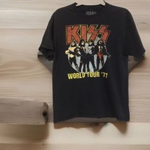 Kiss World Tour &#39;77 T-Shirt Men&#39;s Medium M Short Sleeve Graphic Crew Neck Black - £10.82 GBP