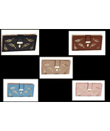NEW FAUX LEATHER LONG CLUTCH WALLET  WITH GOLD LEAF CUT OUTS~CHOOSE YOUR... - £9.43 GBP