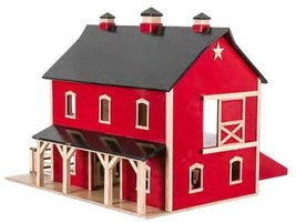 Amish-Made Wooden Bank Barn:  Playset for Kids - Farm Toy | RED Finish - £480.75 GBP