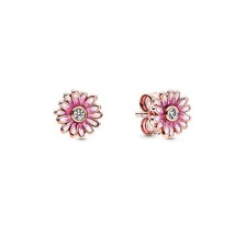 LR High Quality S925 Silver Rose Gold Pink Daisy Earrings Fashion And Beautiful  - £17.96 GBP