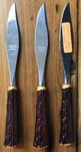 Set Lot 3 Vintage Mid Century Fleetwood Designer Faux Antler Steak Knive... - $29.69
