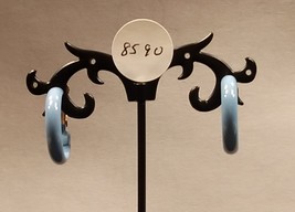 Vintage Screw Back Clip on Blue Enamel Hoop Earrings - $15.99