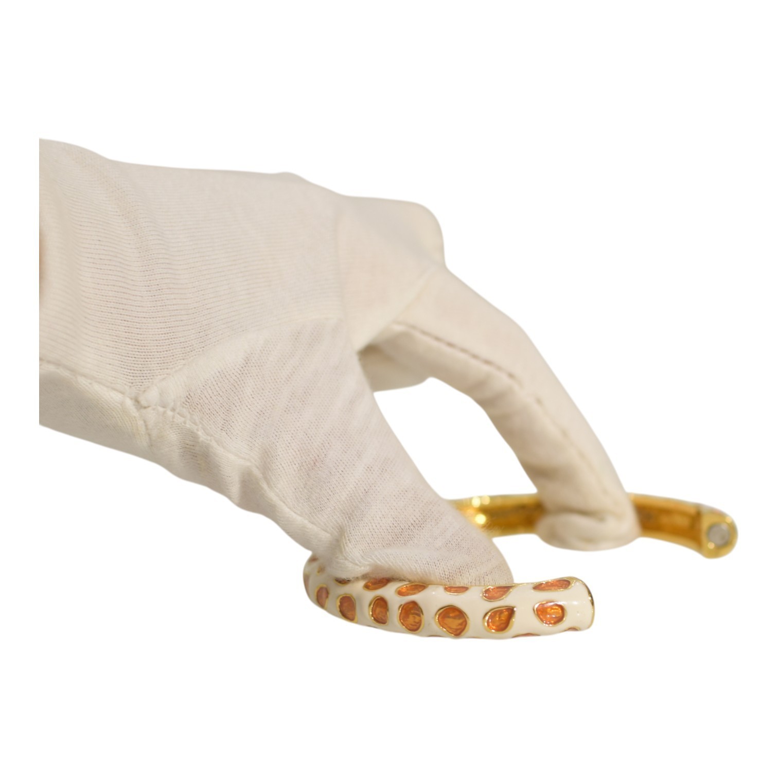 KENNETH JAY LANE Enamel Cuff Bracelet in cream orange and gold print Item image 7