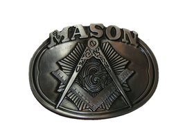 K&#39;s Novelties Freemason Crest Mason Masonic Metal Belt Buckle - £10.13 GBP