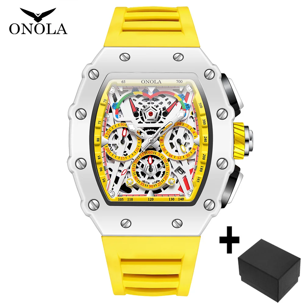 Luxury Brand Men Quartz Watch Fashion Tonneau Silicone Strap Sport Water... - $78.74