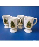 Pfaltzgraff Christmas Heritage Pedestal Coffee Tea Hot Chocolate Mugs EU... - $18.69