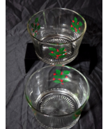 Vintage INDIANA GLASS 7&quot; Party Serving Bowl HOLLY &amp; BERRIES 55 Ounce - P... - $24.98