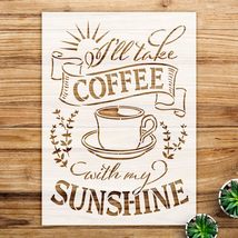 Coffee with My Sunshine Stencil Pattern for Mugs and Kitchen Decor, Reus... - $14.69+