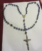 Vintage blue  Aurora Borealis filagree Rosary - $40.52