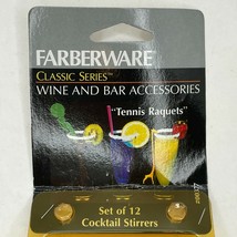 Vintage Farberware Swizzle Sticks Cocktail Stirrers 12 Tennis Racket Raquet NOS - £25.47 GBP