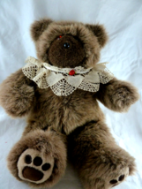 Vintage Cartier Bear Plush Brown Bear 1984 Deri Cartier 15&quot; with lace co... - $39.59