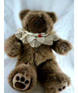 Vintage Cartier Bear Plush Brown Bear 1984 Deri Cartier 15&quot; with lace co... - $53.91 CAD